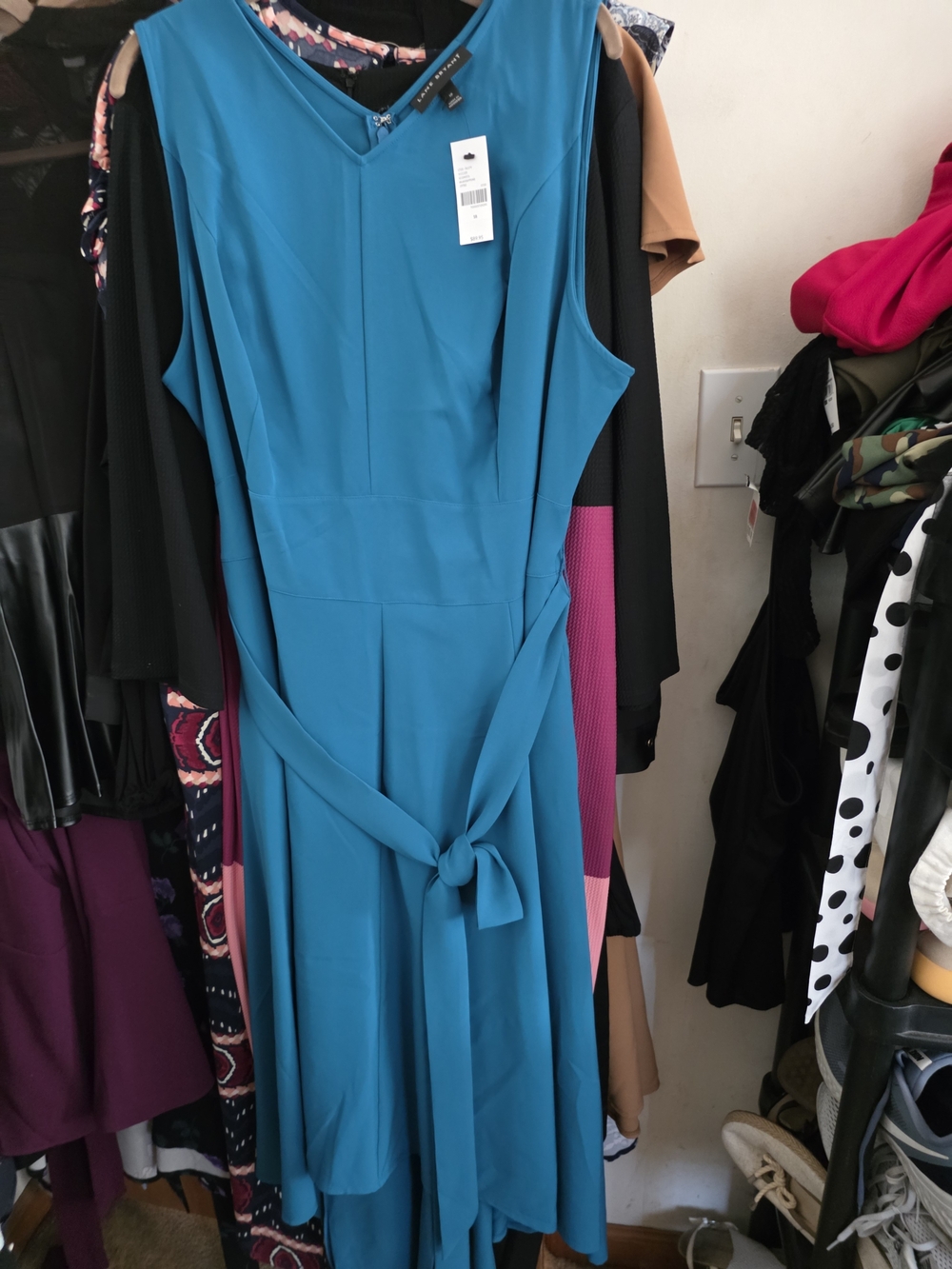 Lane Bryant Lena Teal V-Neck Tie-Waist Sleeveless Dress
